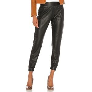 Commando Faux Leather Black High Rise Joggers
